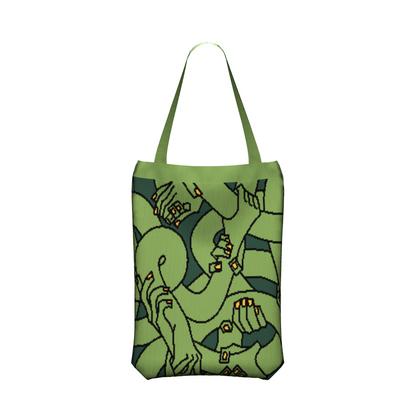 "Hand Tangle" Knitted Tote (green)