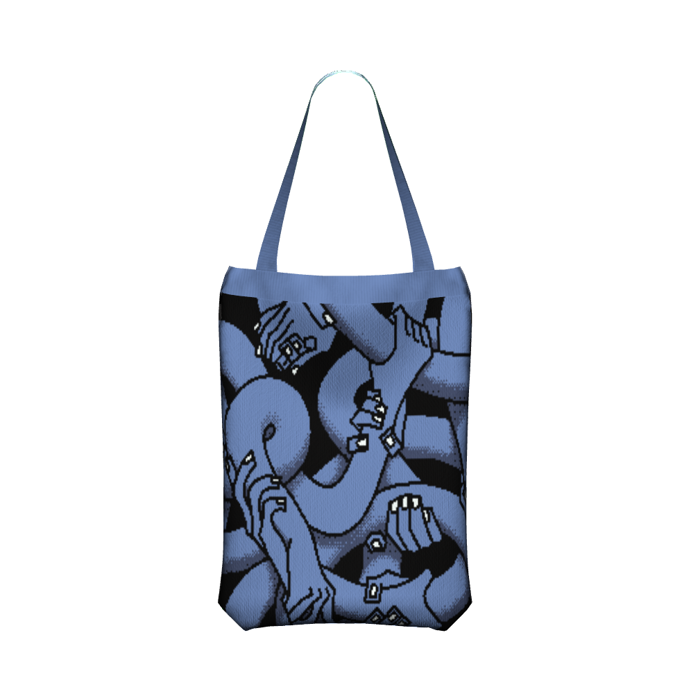 "Hand Tangle" Knitted Tote (blueish)