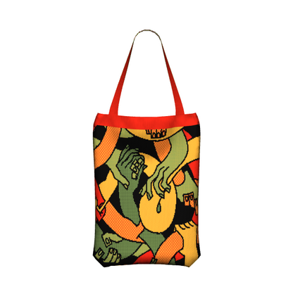 "Hand Tangle" Knitted Tote (peppers)