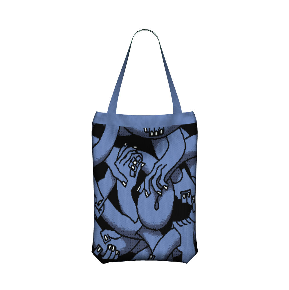 "Hand Tangle" Knitted Tote (blueish)