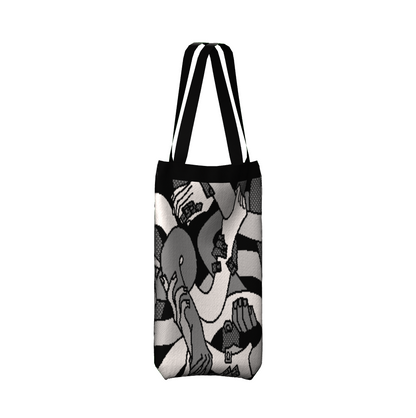 "Hand Tangle" Knitted Tote (B&W)