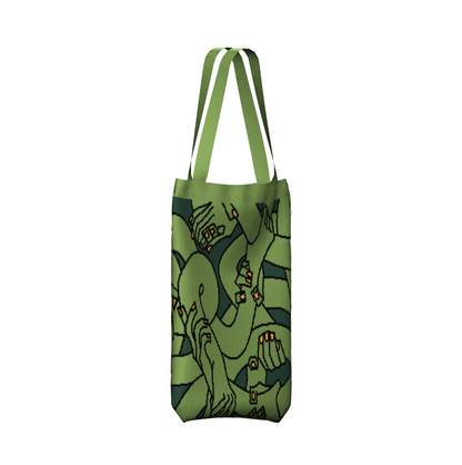 "Hand Tangle" Knitted Tote (green)