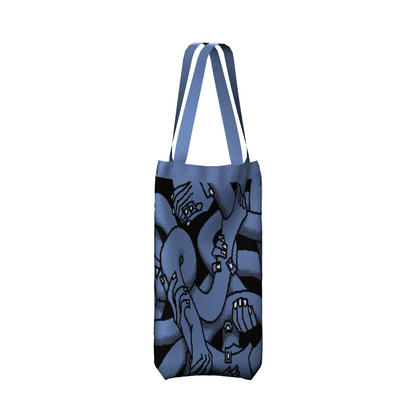 "Hand Tangle" Knitted Tote (blueish)