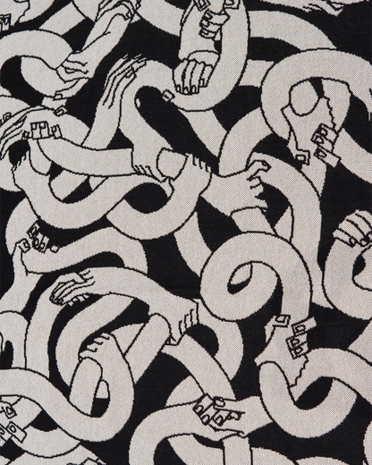 "Hand Tangle" Tapestry Blanket (B&W)