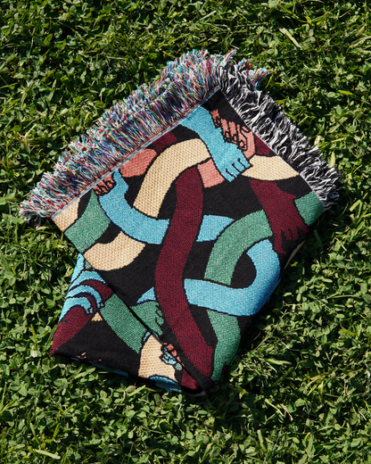 "Hand Tangle" Tapestry Blanket (gummy worms)