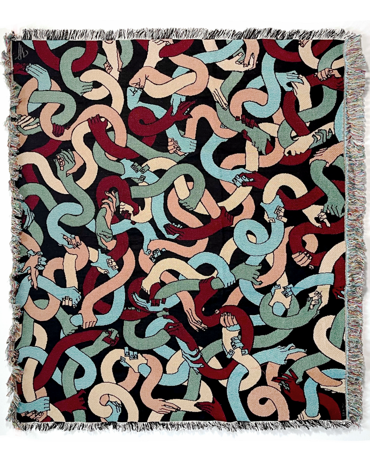 "Hand Tangle" Tapestry Blanket (gummy worms)