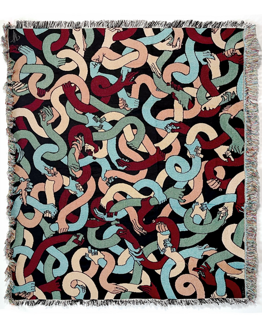 "Hand Tangle" Tapestry Blanket (gummy worms)