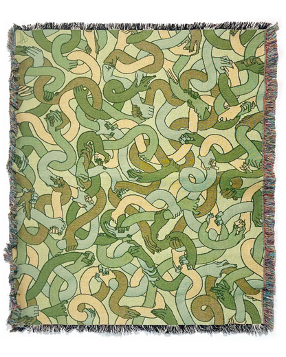 "Hand Tangle" Tapestry Blanket (jungle green)