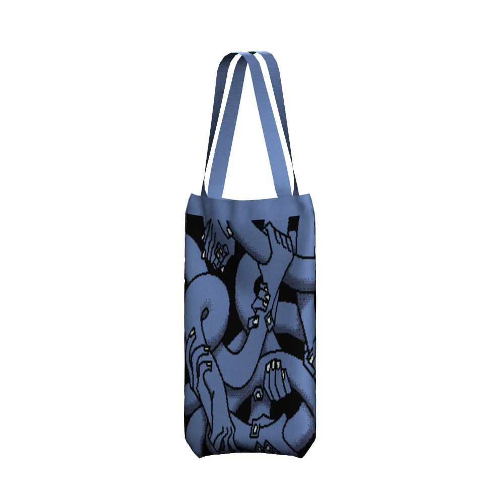 "Hand Tangle" Knitted Tote (blueish)