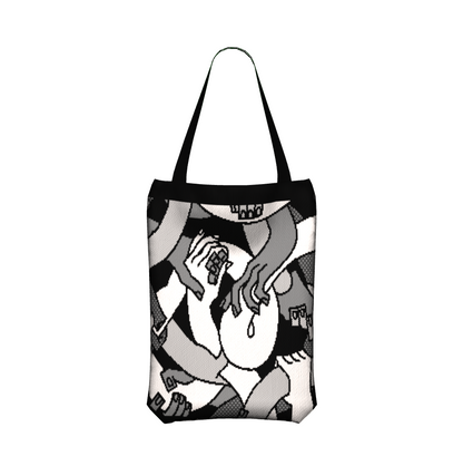 "Hand Tangle" Knitted Tote (B&W)