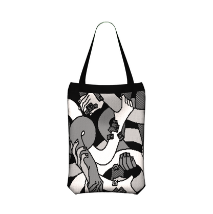 "Hand Tangle" Knitted Tote (B&W)