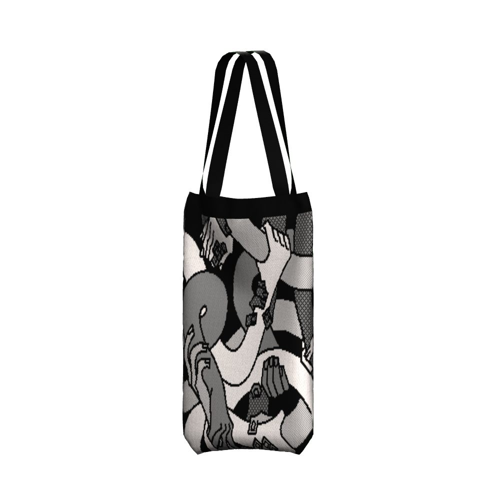 "Hand Tangle" Knitted Tote (B&W)