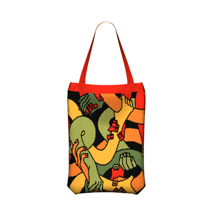 "Hand Tangle" Knitted Tote (peppers)